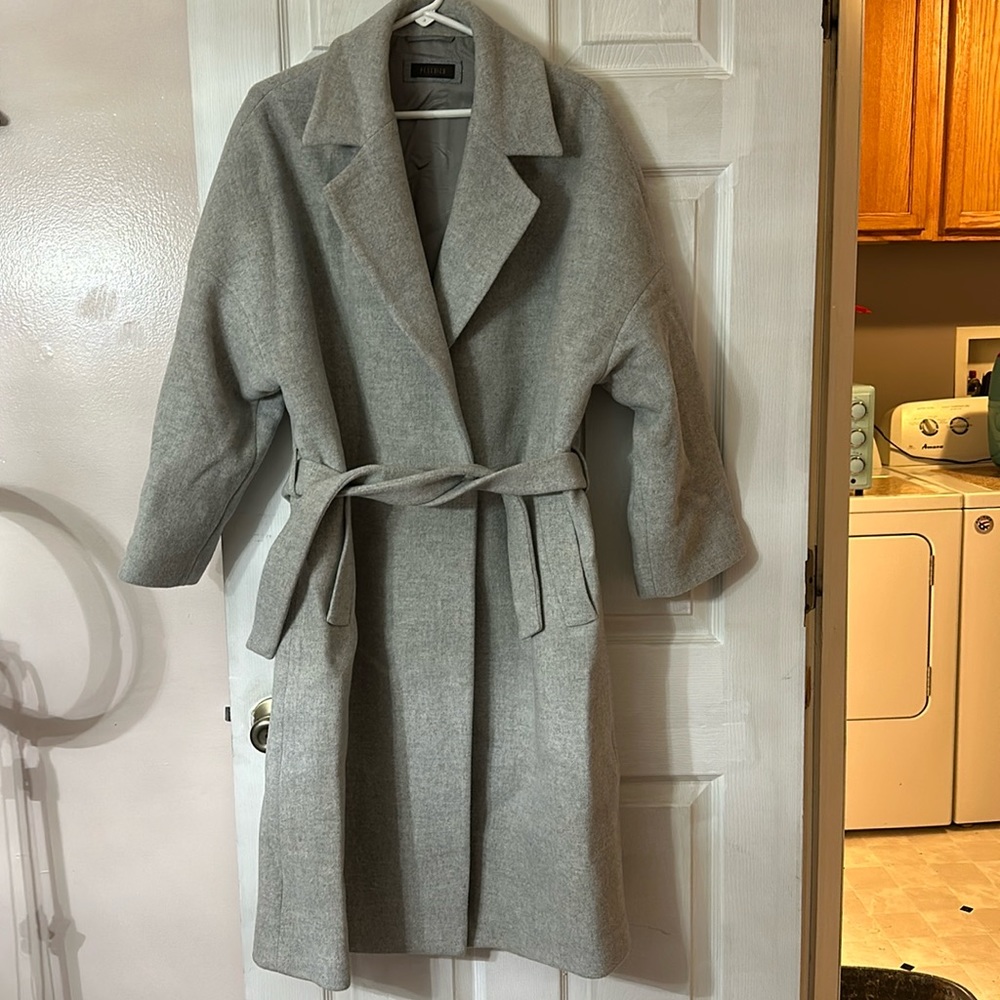 Peserico Light Gray wool trench coat